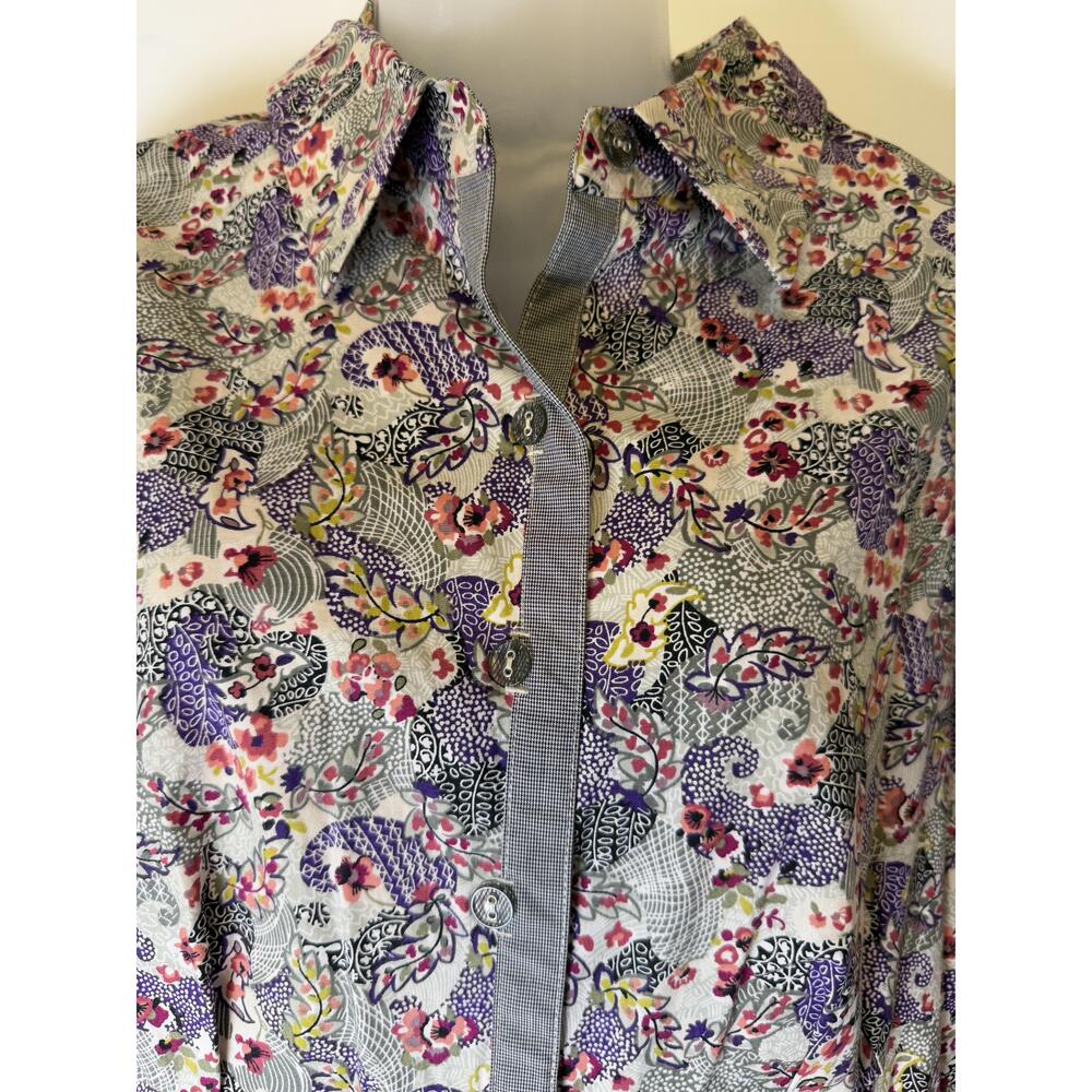 NWT Cj Banks Womens Purple Paisley Floral Long Sleeve ButtonUp Shirt 14W X - Picture 2 of 11